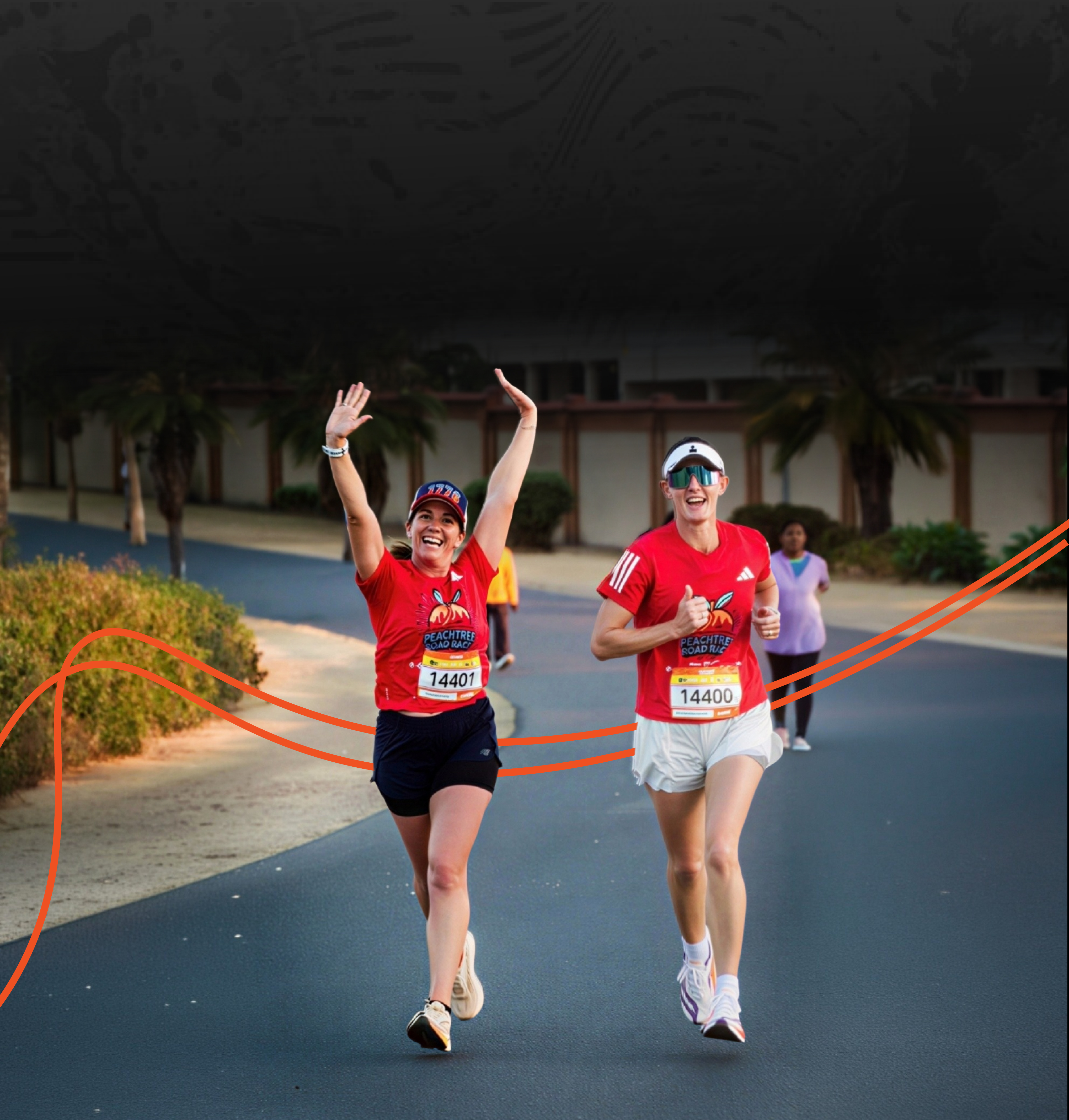 City10K runners on the road at golden hour
